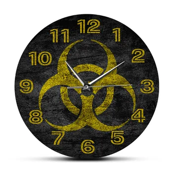 

Biohazard Symbol Silent Non-ticking Wall Clock Laboratory Chemistry Decor Toxic Danger Symbol Warning Contamination Wall Watch