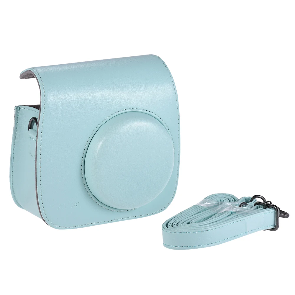Andoer PU мгновенная камера Чехол сумка с ремешком для Fujifilm Instax Mini 9/8/8+/8s Smokey белый - Цвет: Темный хаки