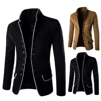 

Mens Retro Steam Punk Tailcoat Jacket Gothic Victorian Coat Button Down Outwear Solid Color Fashion Trend