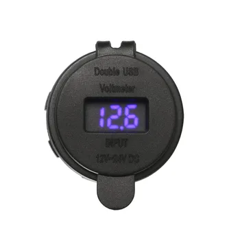 

Waterproof Heat-resistant 12V DC Motorcycle Car 3.1A Dual USB LED Charger Socket Voltage Voltmeter Outlet Panel