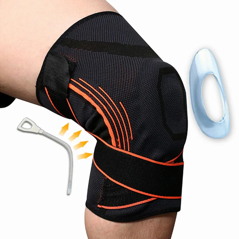 

1pcs Elastic Spring Kneepad Silicone Pad Strap Knee Brace Support for Sports Volleyball Running Compression Patella Protector