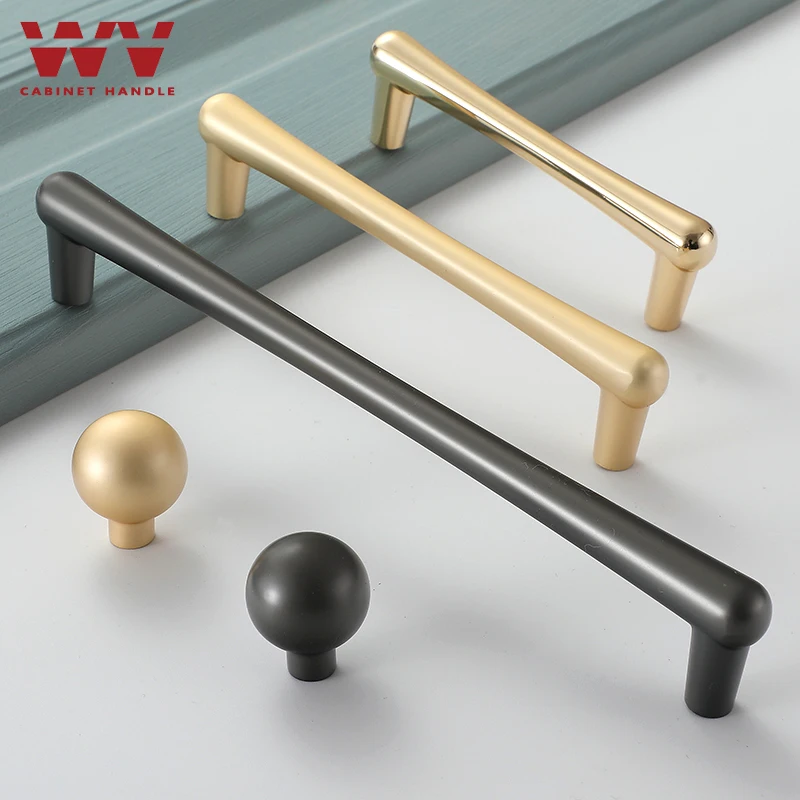 WV Matte Gold Handles 96mm 128mm Solid Zinc Alloy Kitchen Cupboard Pulls Drawer Single