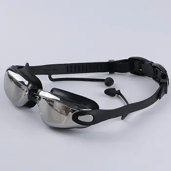 

Silicone Swimming Goggles Waterproof Myopic Swimming Glasses Conjoined Earplug Anti Fog Swimming Mirror