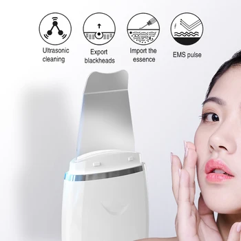 

Rechargeable Ultrasonic Face Skin Scrubber Facial Cleaner Peeling Vibration Blackhead Removal Exfoliating Pore Cleaner Tools