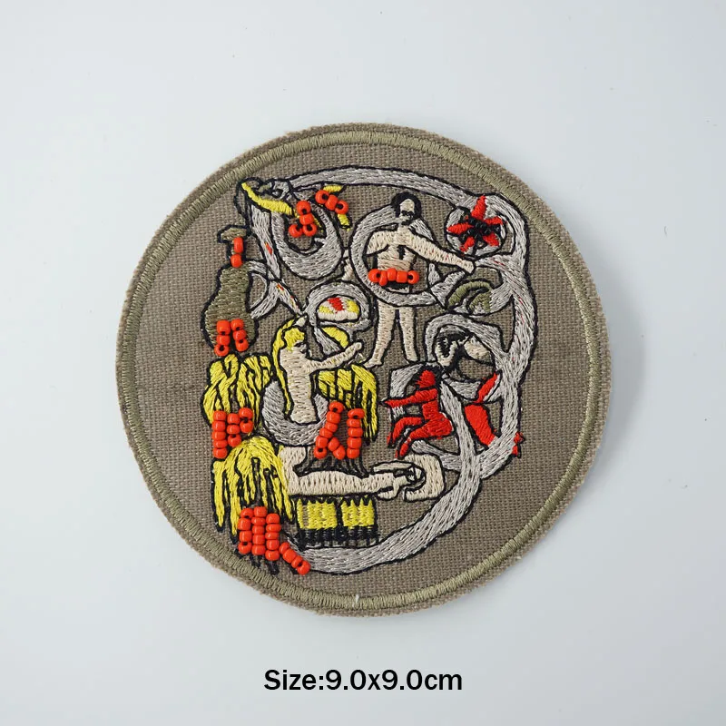 17 Bead Abstract Draw Embroidered Iron on Patches for Clothing DIY Stripes Clothes Patchwork Sticker Custom Applique - Цвет: 17