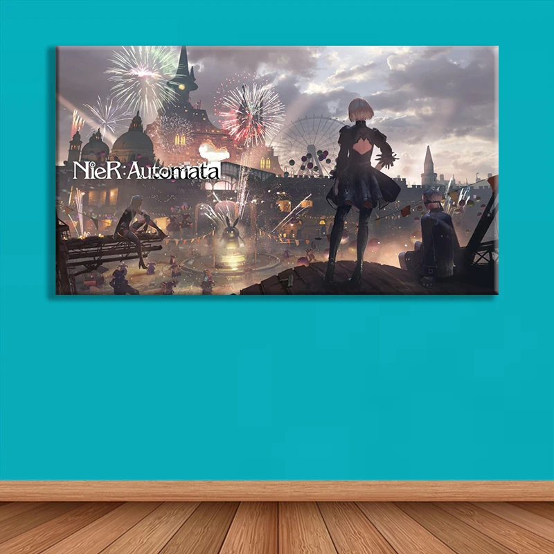 Печать Искусство NieR Automata печать 2B плакат фейерверк Йорга живопись на холсте | Дом