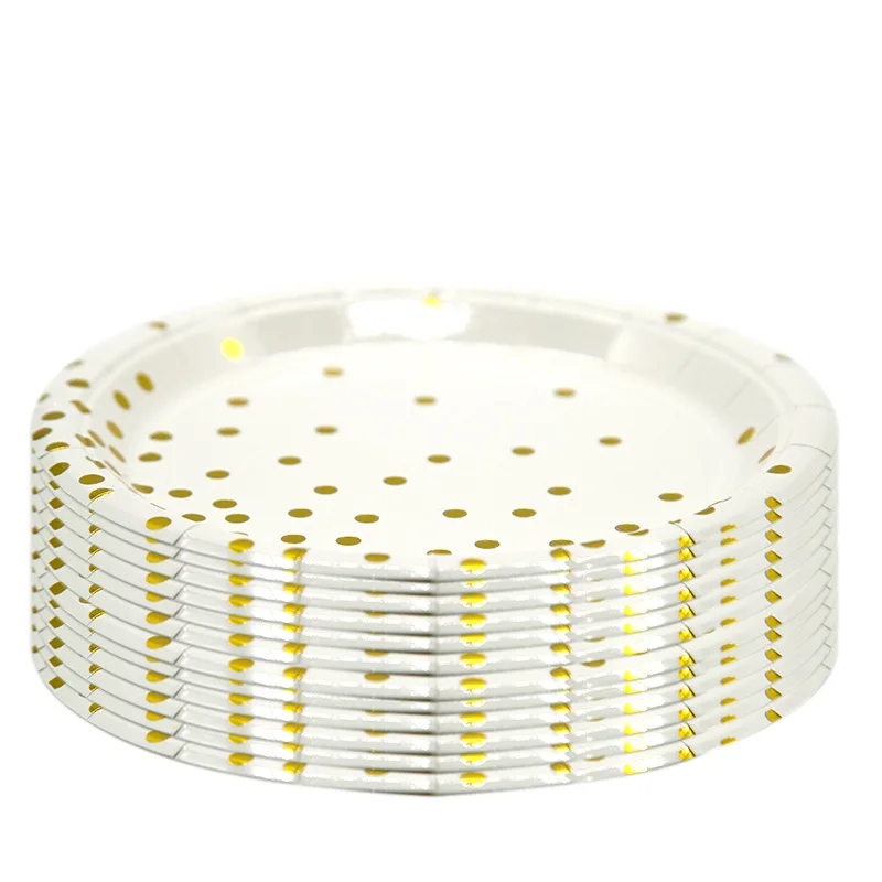 9inch plate 10 pcs 10 шт роза с золотым ножом, вилка ложка одноразовая посуда тарелка салфетки под чашки детский душ свадьба день рождения украшения принадлежности - Цвет: 9inch plate 10 pcs