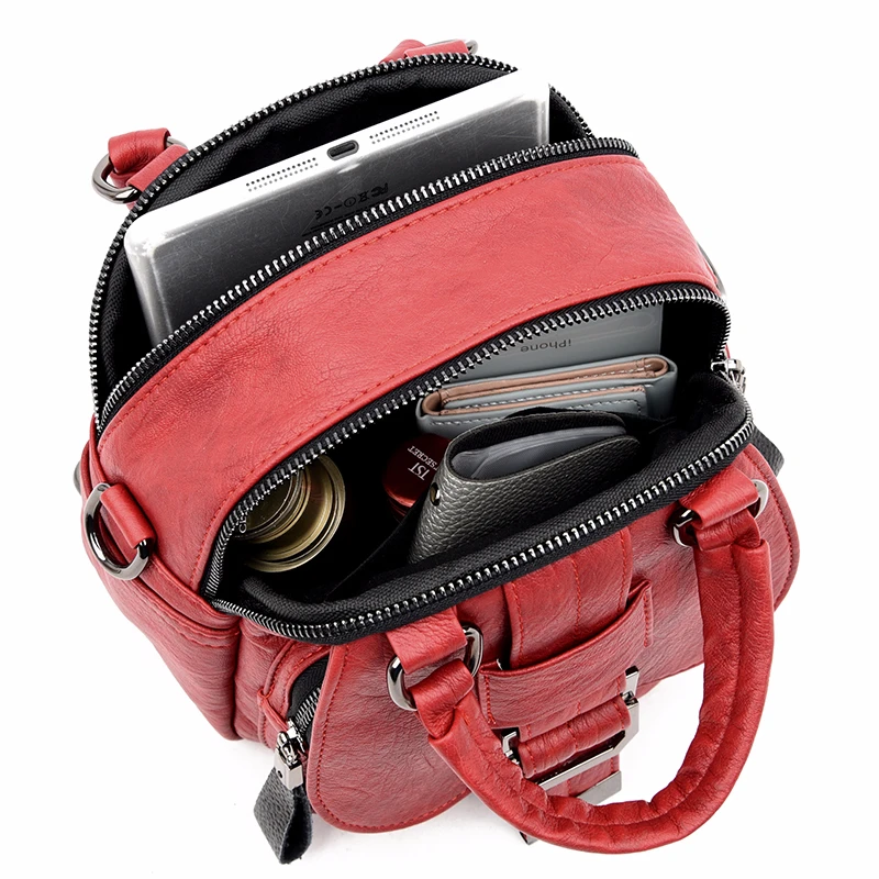 2019 многофункциональные кожаные рюкзаки для девочек женские высококачественные