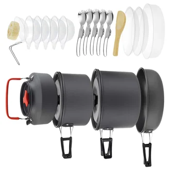 

1 Set Outdoor Picnic Cookware Tea Pot Cooking Pot Camping Coffee Pots and Pans Outdoor Cooking Tool Supplies for Friends (for 4-