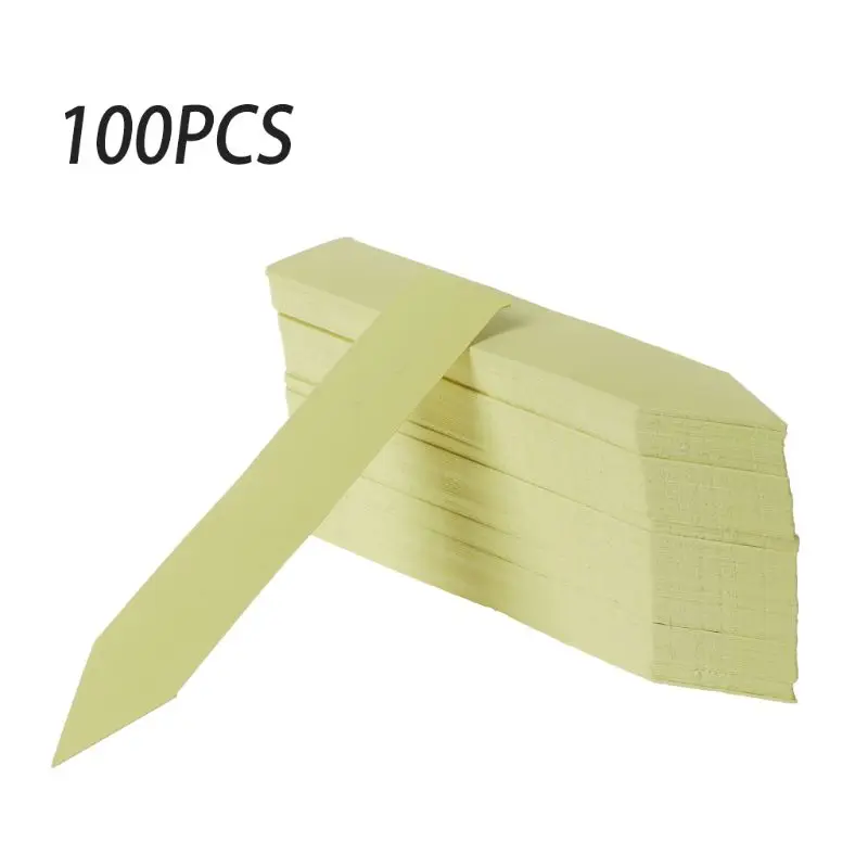 Цвет: желтый 100pcs Plastic Plant Labels Mark Flower Tag Garden Ornaments Gardening Label Nursery Flower Tag - Цвет: Цвет: желтый
