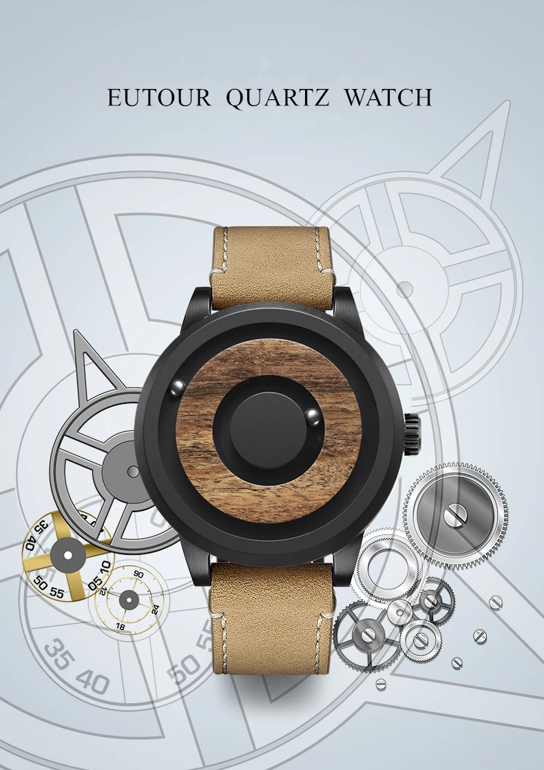 Мужские часы с деревянным циферблатом EUTOUR