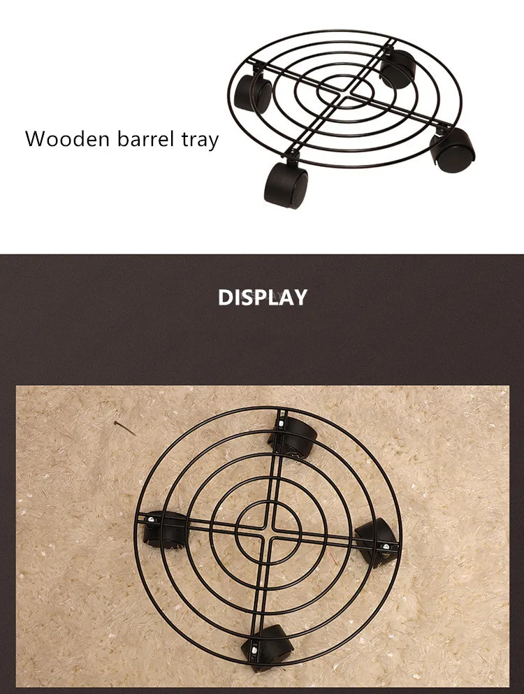 Multi-directional Removable Storage Rack Tray With Wheels Use For Load-bearing Flower Pots Wooden Barrel Kitchen Specialty Tools