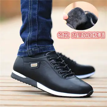 

Ankle Boots winter Brand Men Shoes Casual Waterproof Leather Shoes Short plush Sneakers Men Flats zapatos de hombre Mens Shoes