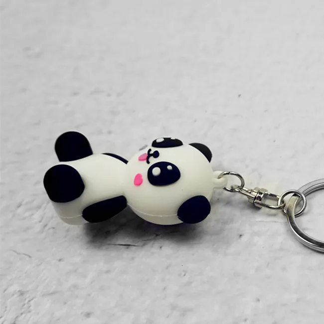 South Korea Cartoon Cute Little Panda Doll Keychain Creative Girl'S Bag Car Key Chain Pendant Wholesale