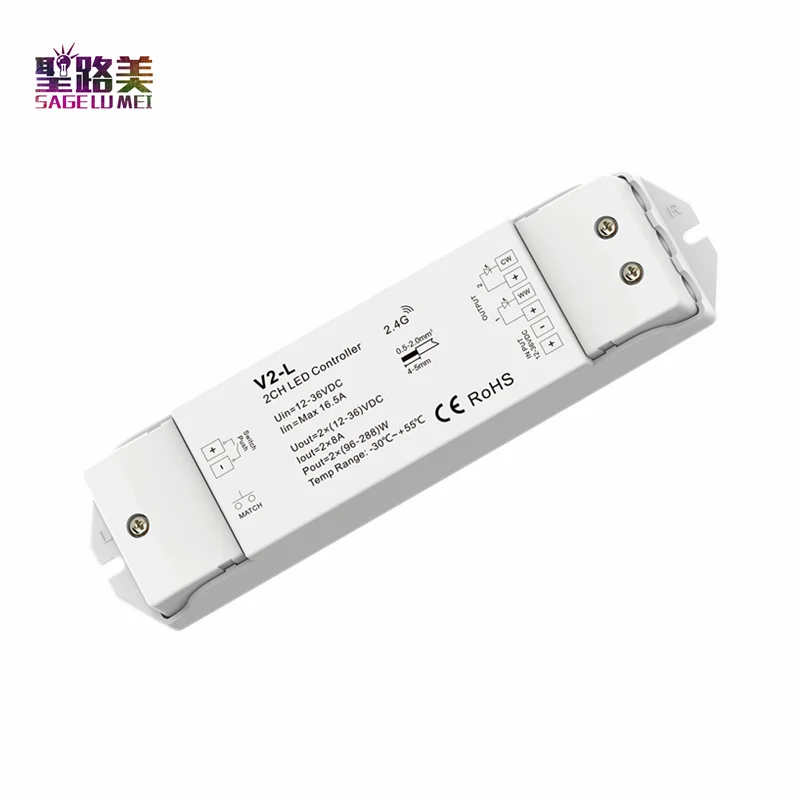 V2-L Dual Color CCT LED Controller 12-24VDC 36V CV Push Dim 2CH 8A/CH 2 channel Dimming Match with all Skydance 2.4G led product dvp60ec00t3 60 point host 36di 24do npn 24vdc 0 5a 4 channel 20k new