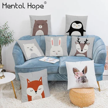 

Cartoon Animal Plush Cushion Cover Giraffe Print Decorative Sofa Throw Pillow Cover Home Decoration Square Pillowcase
