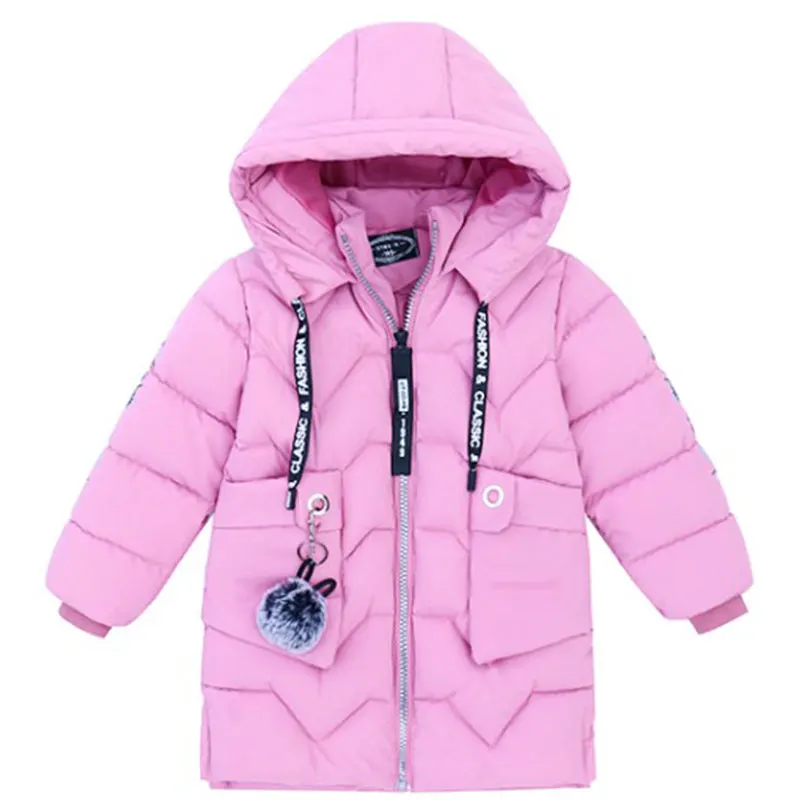 Детские зимние куртки для девочек; модная детская одежда; Детское пальто с капюшоном; утепленная верхняя одежда с хлопковой подкладкой; 13 пуховых курток