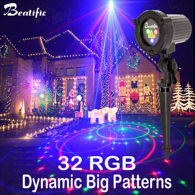 Outdoor Christmas 2021 Star Lights Waterproof Street Lawn Laser Projector Holiday xmas Decorations for Home New Year 2022 32 RGB