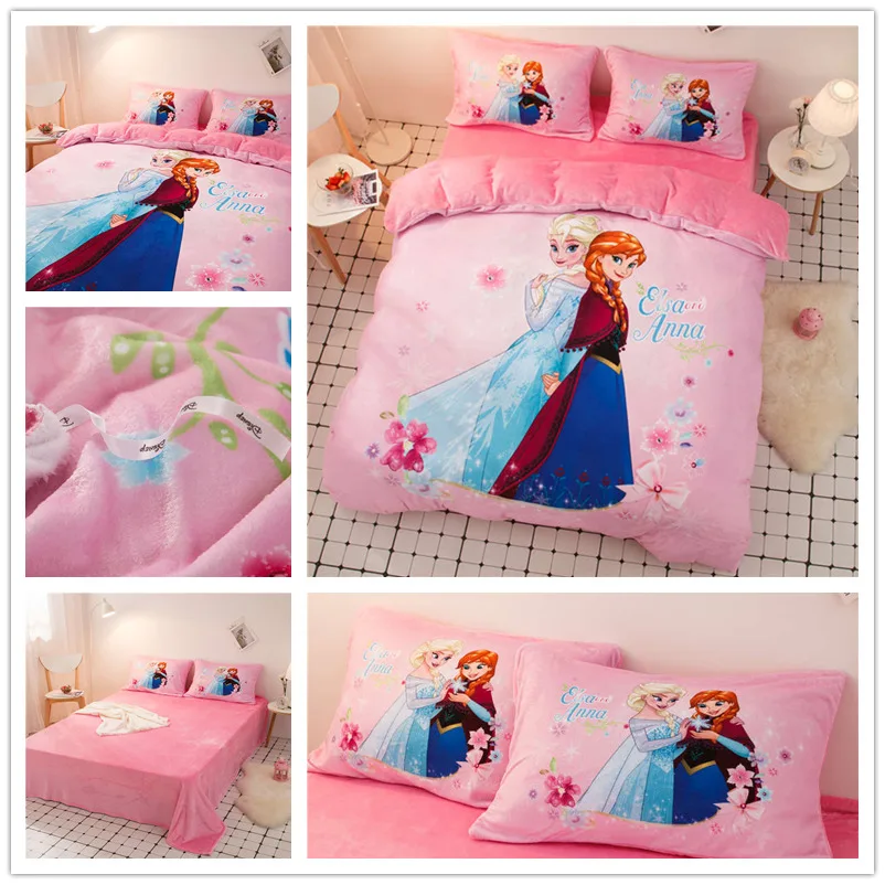 Холодное сердце принцесса Эльза Фланелевое Флисовое одеяло комплект постельного белья Королева размер пододеяльник 3d королева постельное белье зимние простыни для девочек