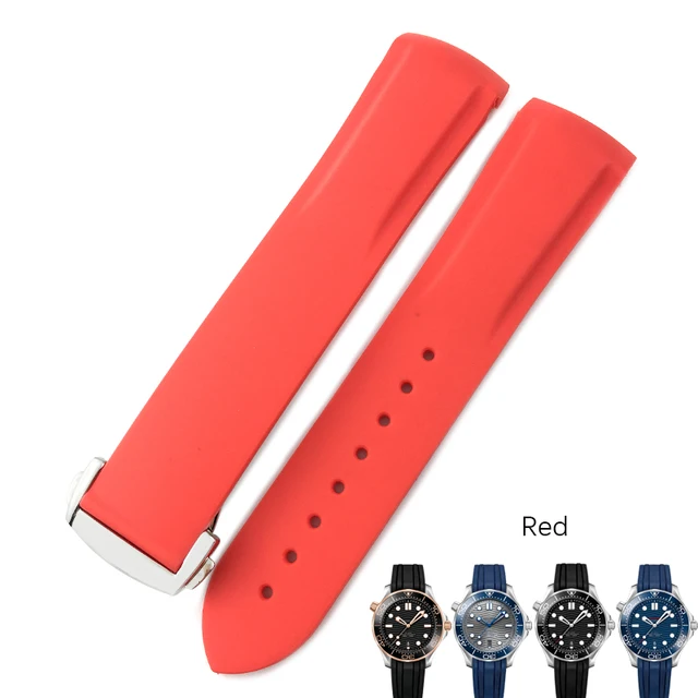 18mm 19mm 20mm 21mm 22mm Rubber Silicone Watch Bands For Omega Seamaster 300 speedmaster Strap Seiko Watchband blue black orange Red
