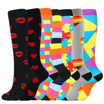 

7Pair Fit For Sports Compression Socks For Anti Fatigue Pain Relief Knee Prevent Varicose Veins Men Women Compression Stockings