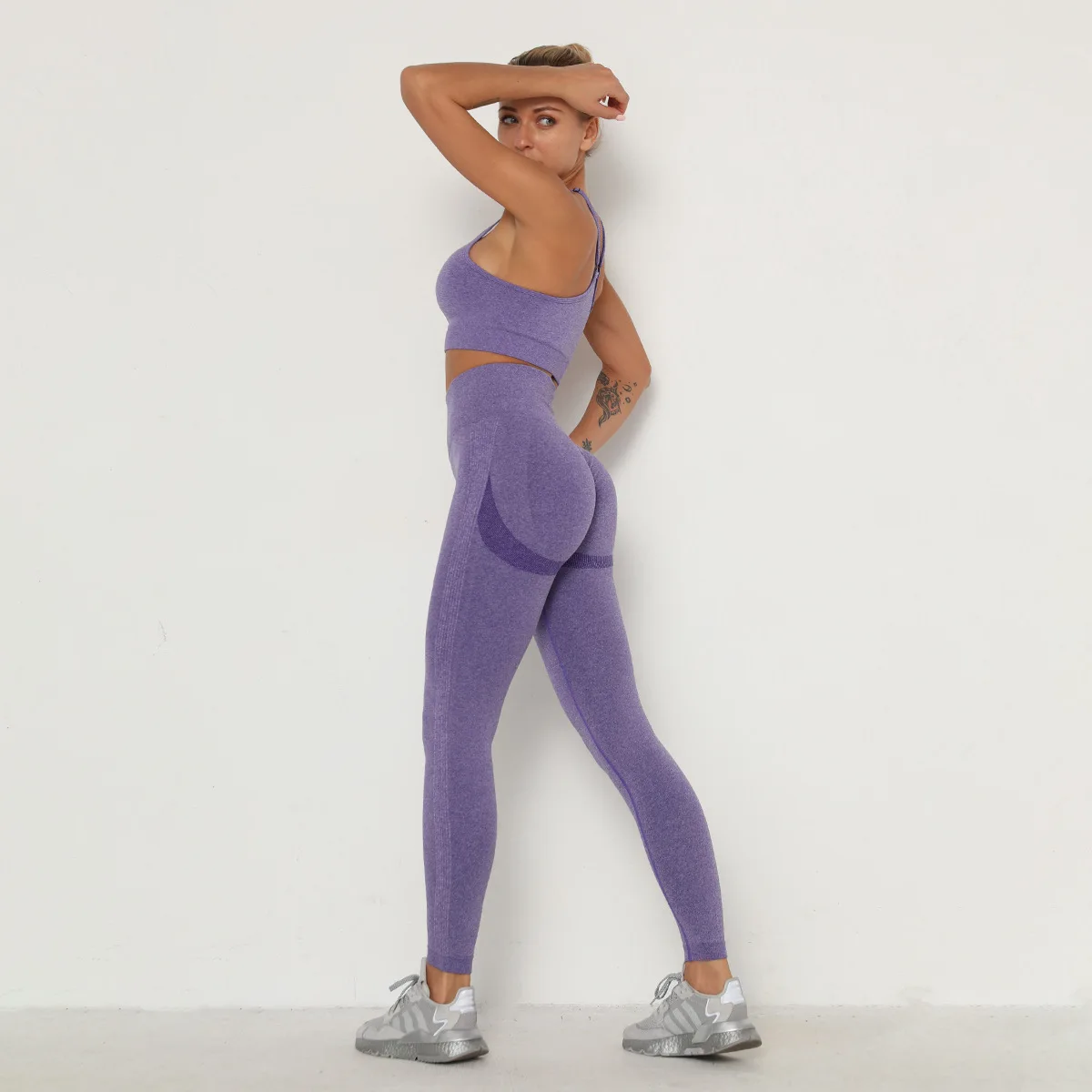 Women Seamless yoga set Fitness Sports Suits GYM Cloth Yoga Long Sleeve Shirts Sports Bra High Waist Running Leggings Workout