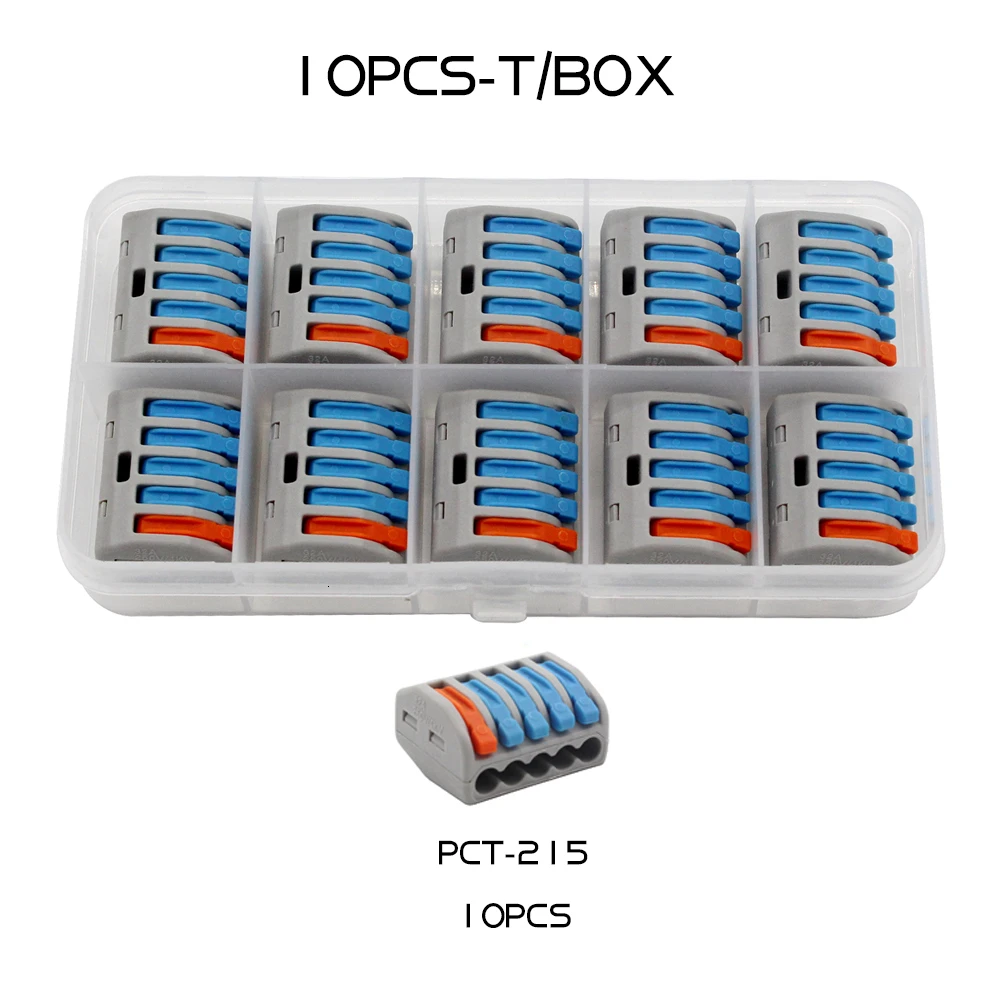 Быстрый провод СОЕДИНИТЕЛЬ НАБОР коробка нажимной клеммный блок компактный проводка Сращивание Conector Универсальный электрик разделитель провода - Цвет: 10 PCS 415