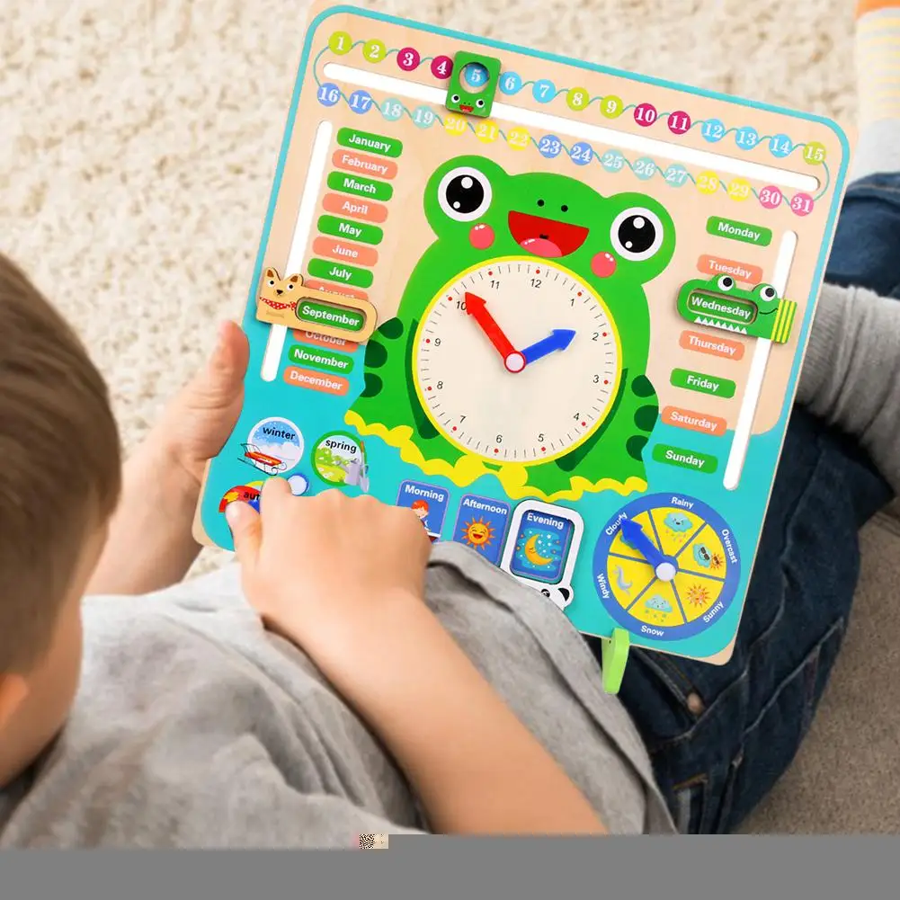 Детские часы с календарем сезона погоды Деревянные игрушки Монтессори время познания дошкольного образования обучающие игрушки для детей