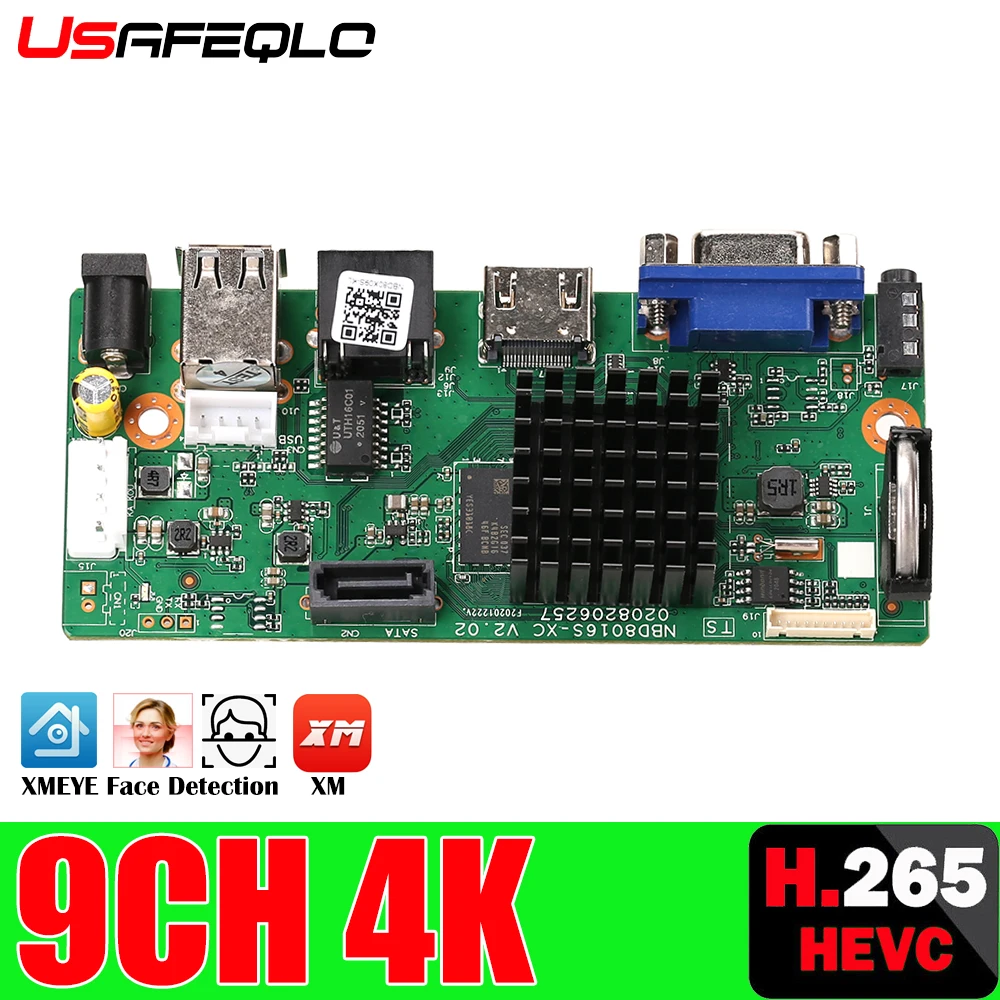 Videovigilancia 4K NVR H.265 +, grabadora de vídeo en red, 9 canales, 4K/8MP, salida HDMI, soporte Onvif, nube, aplicación Xmeye, monitoreo móvil