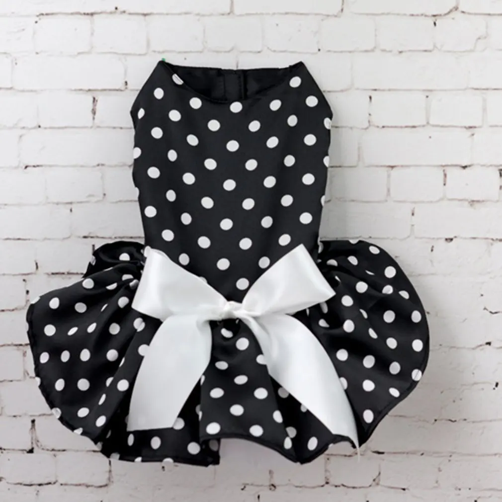 

Wave Dot Dog Wedding Dress Costume Pet Puppy Cat Clothes Princess LaceBlack L