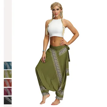 

Women Thai African Soft Loose Harem Pants Hippy Casual Fitness Yoga Trousers Femme Sexy High Waist Indian Saree Dancing Costumes