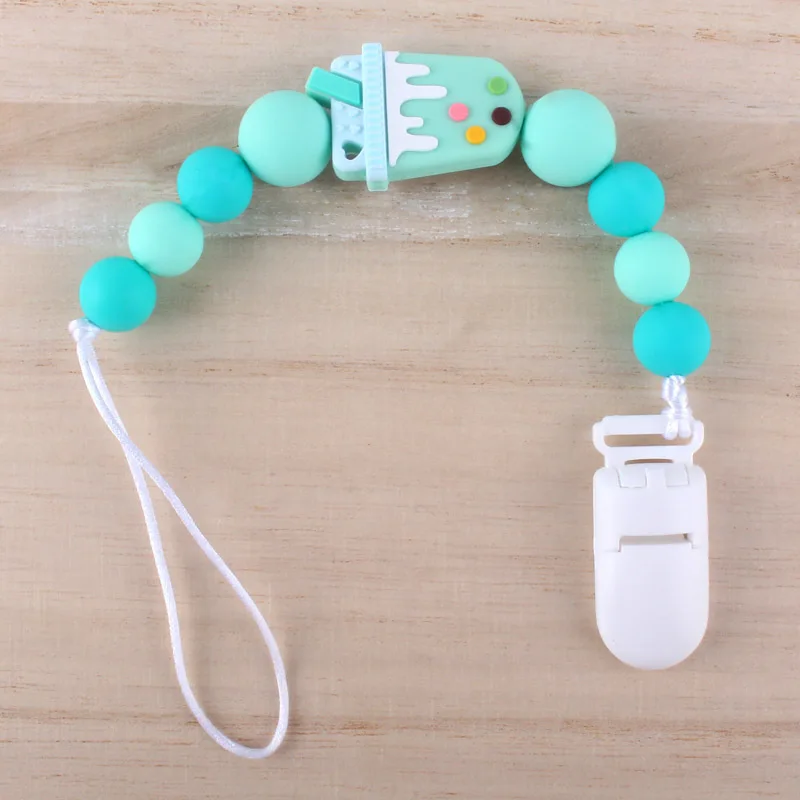 Silicone Teething Pacifier Clips Baby Pacifier Chain Silicone Loose Beads Variety Animal Cartoon Molar Teether Toy Gift