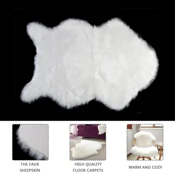 

4 Colors Soft Faux Sheepskin Chair Warm Hairy Carpet Seat Pad Plain Skin Fur Plain Fluffy Area Rugs Washable Bedroom Decor Mats