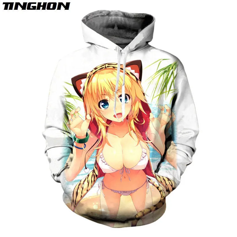 Sunshine Kawaii Girl Print Hoodies Unisex Couple Outfit Lovely Tiger Cosplay Anime Sweatshirt New Comic O-neck Hoodie XS-7XL | Мужская