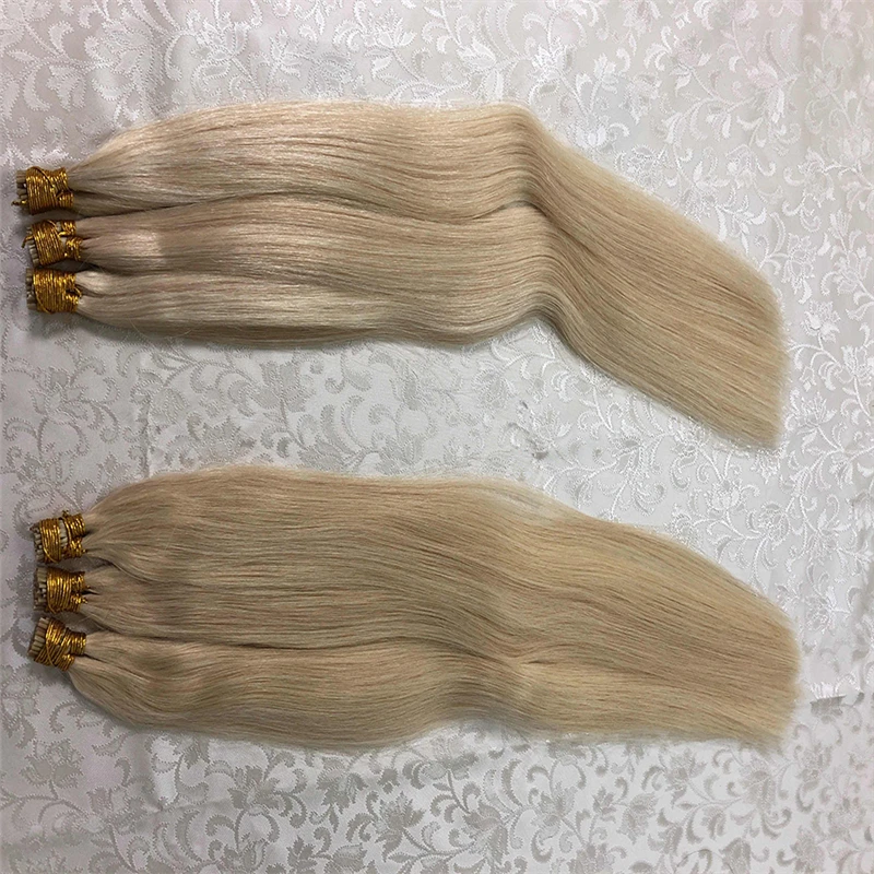 QHP Hair Straight Machine Made Remy Hair Extensions 50pcs/ Set Straight Keratin I Tip Human Extension Ombre Color Pink Red hair extensions