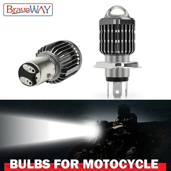

BraveWay 1PCS H4 LED H6/BA20D Led Motorcycle Headlight Bulbs Lens Moto 6000LM Hi Lo Lamp Scooter Accessories Fog Light 6500K 12V
