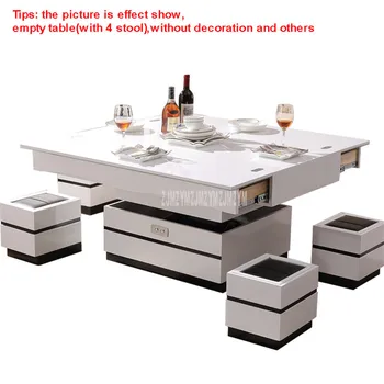 

3in1 Multifunctional Living Room Lifting Liftable Combination Table Set Can Be Using As Dining/Computer/Tea Table With 4x Stool