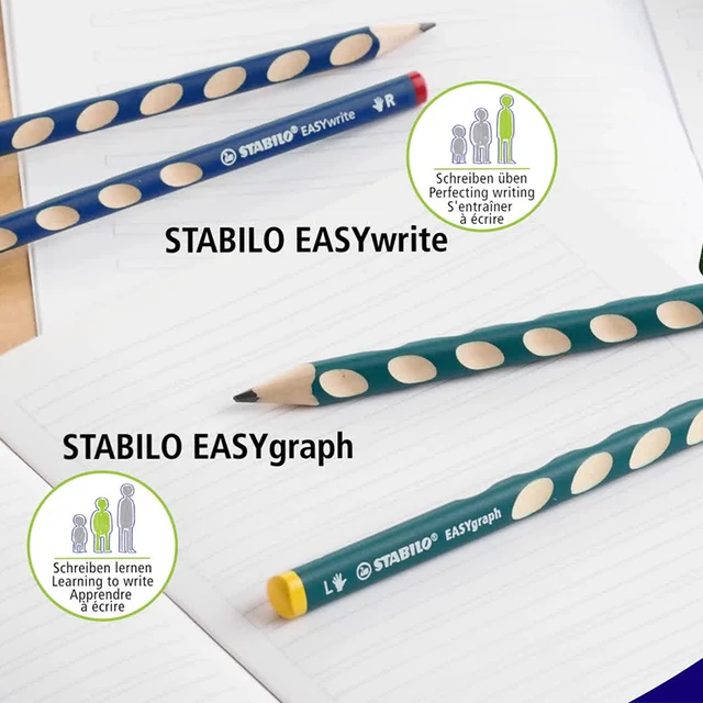 STABILO EASYgraph S Handwriting Pencil - Left Handed Version, HB, Petrol Color, Ergonomic Tripod Grip - View #6