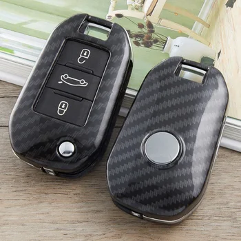 

Carbon Fiber 2/3Button Car key Case For Peugeot 207 307 308 407 607 807