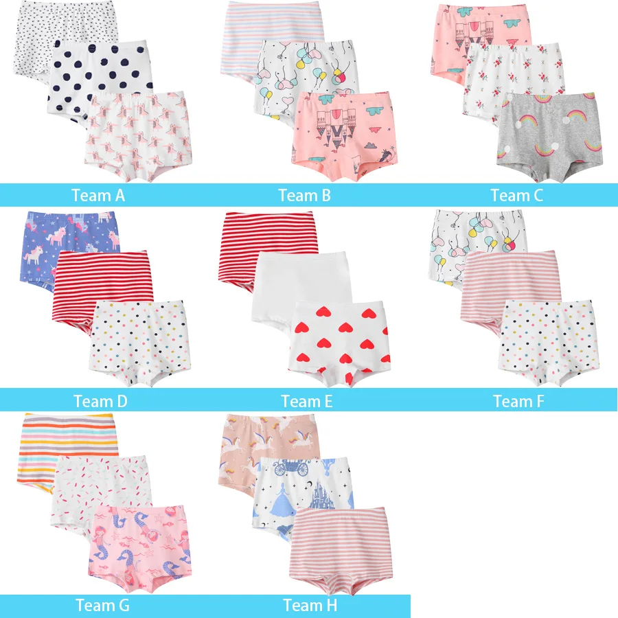 3Pc/Lot Baby Girls Underwear ComfortSoft Waistband Boxer Briefs Cotton Panties