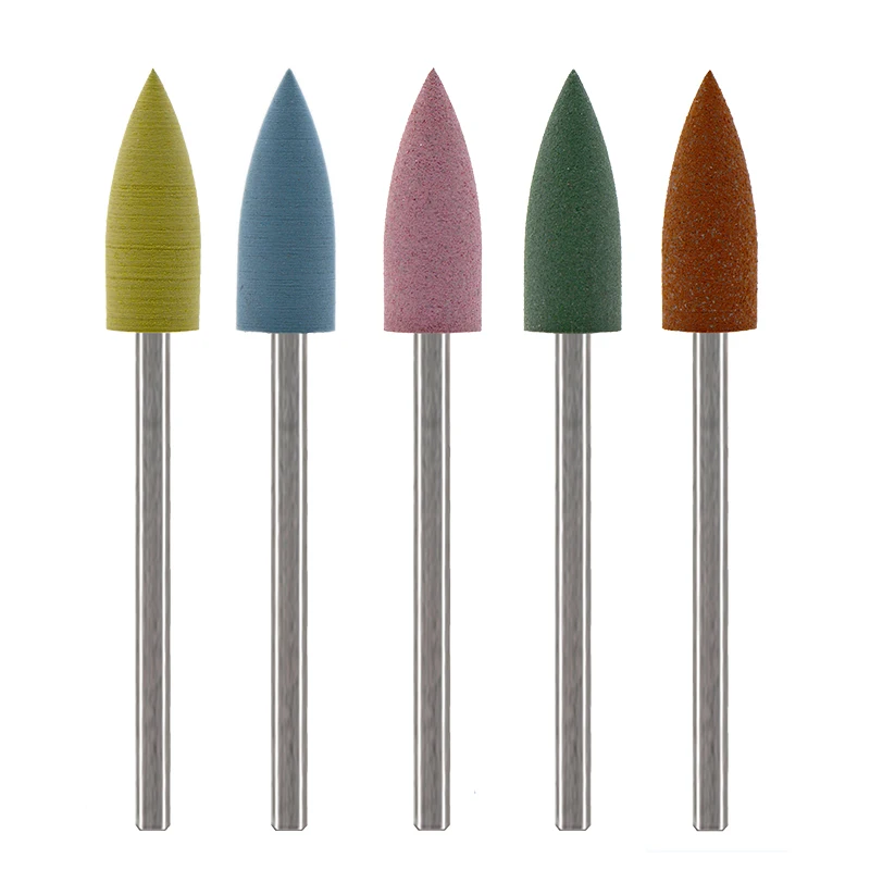 MAOHANG 5pcs/lot Rubber Silicone Nozzle Ceramic Milling Burr Nail Art Cutter Polishing Buffer Files Electric Machine Drill Bit 5