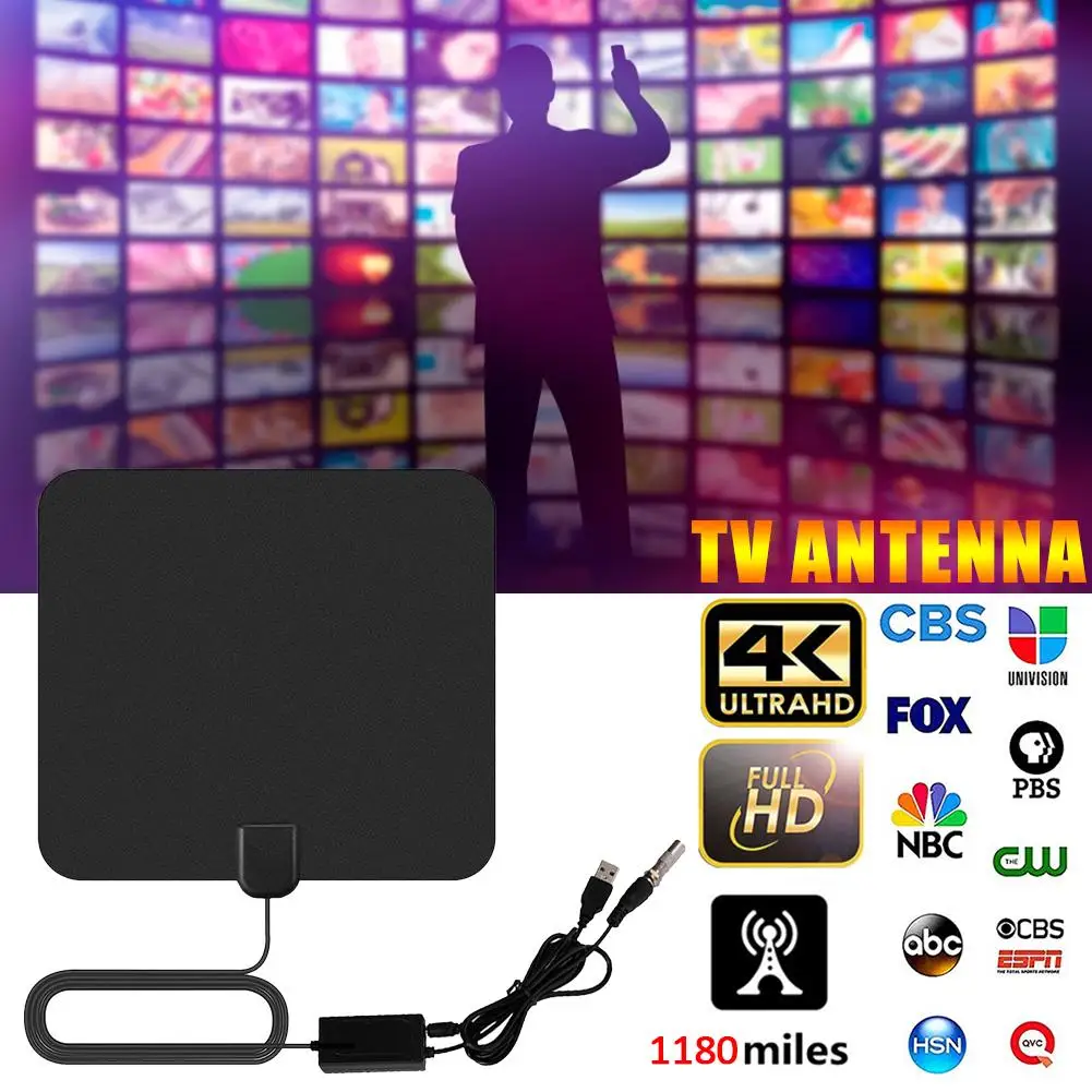 1180 Miles 4K Digital HDTV Indoor TV Antenna With Amplifier Signal Booster TV Radius Surf Fox Antena HD TV Antennas Aerial - Цвет: Black