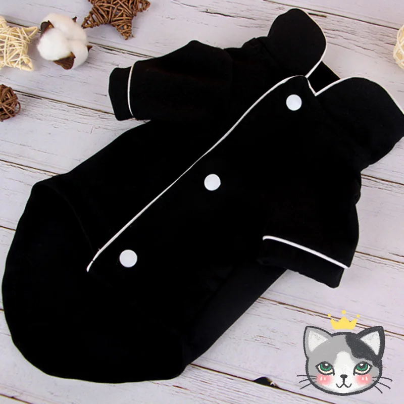 Французская пижама в виде кота, одежда для собак, свитер для кошек, одежда для кошек, летняя британская короткая одежда, Одежда для питомцев, складной костюм для кошек - Цвет: Черный