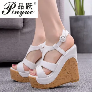 

High Quality Wedges Sandals Bohemia Style Womens Sandals Hemp Rope High Heel Fish Mouth On Peep Toe Platform Wedges