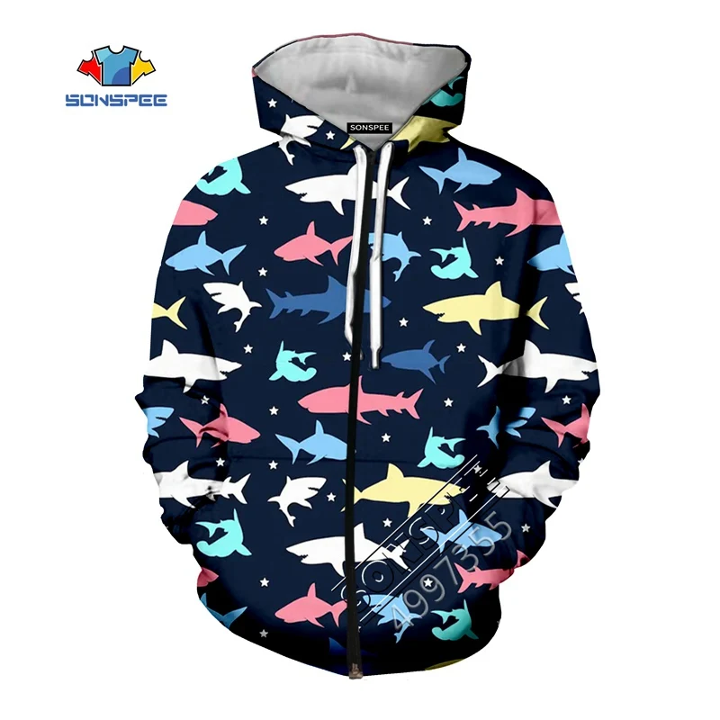 SONSPEE 2020 Candy Color shark Harajuku 3D Clothes Boys Girls Teens t shirt Kids Tops Kawaii Cap hoodies child Sweatshirts Funny (4)