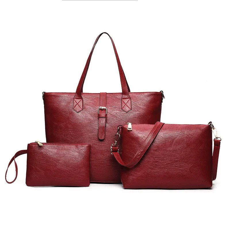 

WOMEN'S Bag 2019 New Style Three-piece Set Different Size Bags Versitile Fashion Hand Shoulder Large-Volume Fashion WOMEN'S Bag