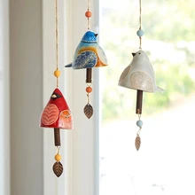 Bird Song Bell Handmade Animal Wind Chimes Cute Little Bird Resin Crafts Pendant for Garden Room Window Outdoor Hanging Decor