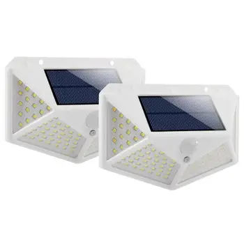 

2pcs 100LED Motion Sensor Solar Powered Waterproof Wall Light Four-sided Solar Yard Lamp for Garden Yard Path Decoration