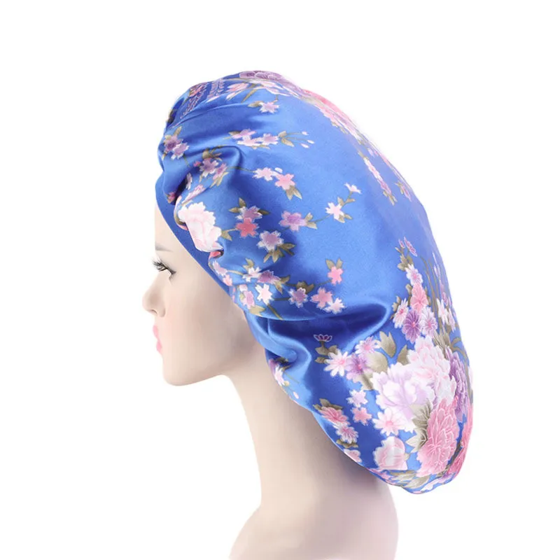 Large Print Satin Silky Bonnet Sleep Cap Width Elastic Band for Women Solid Color Head Wrap Lady Hair Accessories Wholesale Large Print Satin Silky Bonnet Sleep Cap Width Elastic Band for Women Solid Color Head Wrap Lady Hair Accessories Wholesale