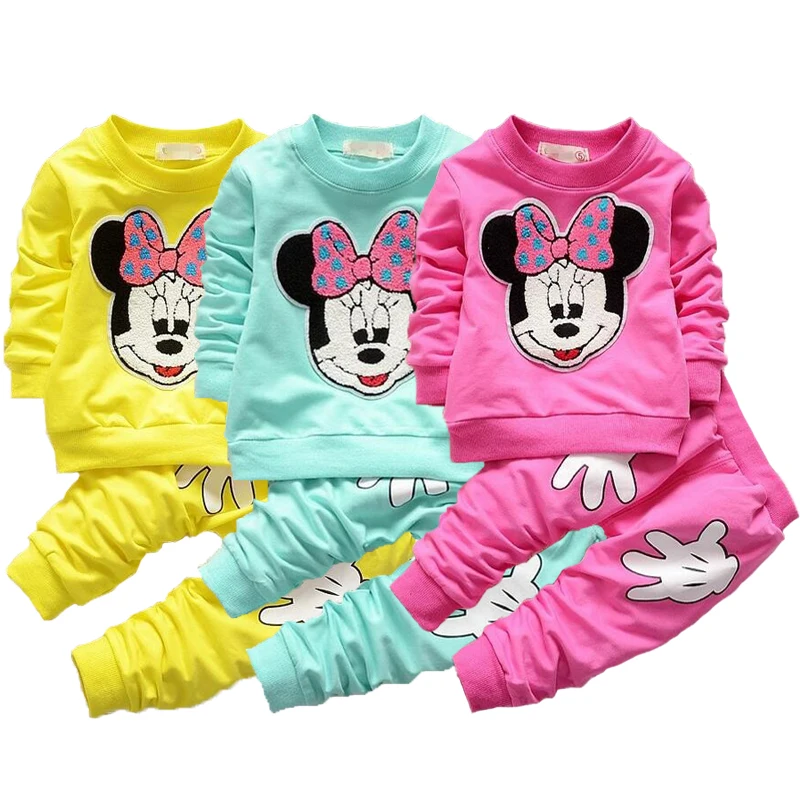 

Baby Girls Minnie Clothing Set Long Sleeve Sweatshirt Pants 2Pc Toddler Cartoon Autumn TrackSuit